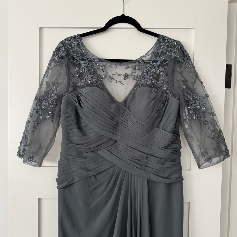 Steel Grey with Lace Detailing Mother of the Bride Dress - Picture 2 of 4